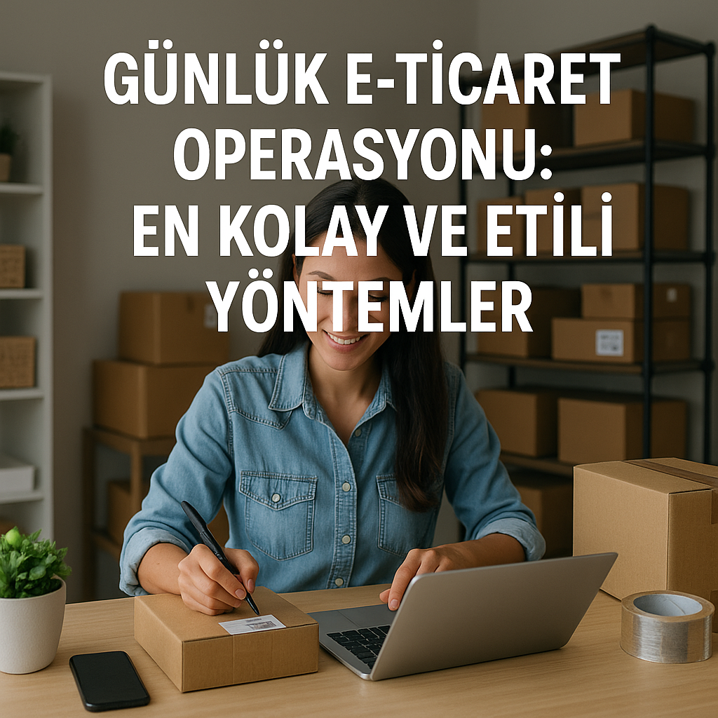 Generate a high-quality, relevant image prompt for an article about: Günlük E-Ticaret Operasyonu: