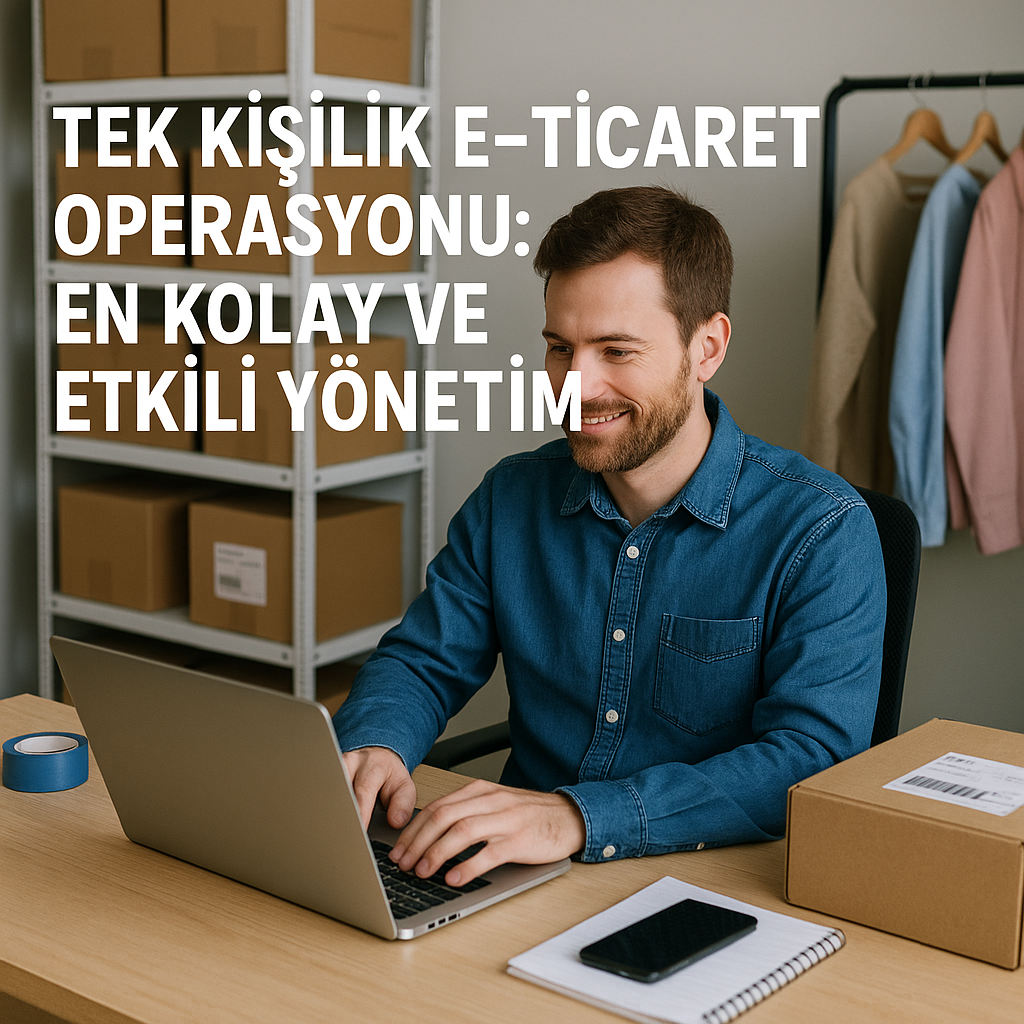 Generate a high-quality, relevant image prompt for an article about: Tek Kişilik E-Ticaret Operasyo